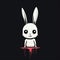 Nightmarish Pop Culture Illustration: Dripping White Rabbit On Black Background