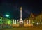 Nightscape of Maribor, Slovenia. Plague Column on Main Square