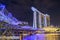 Nightscape of Singapore downtown at Marina bay