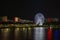 Nightscape view of Brisbane city with famous ferris wheel