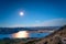 Nightscape View of Wanaka lake. View from Roys peak track. Full moon night. I