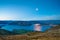 Nightscape View of Wanaka lake. View from Roys peak track. Full moon night. I