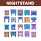 Nightstand Furniture Collection Icons Set Vector