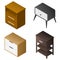 Nightstand icon set, isometric style