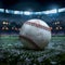 Nighttime backdrop sport stadium with baseball ball for dramatic effect