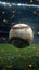 Nighttime backdrop sport stadium with baseball ball for dramatic effect