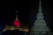 Nighttime of Beautiful wat saket ratchaworamahawiharn the golden mount, Here It is the most tourist destination landmark in Phra