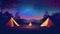 Nighttime Camping Tents and Starry Sky