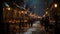 Nighttime celebration illuminates city with Christmas lights generated by AI