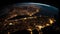 Nighttime City Lights on the Dark Side of Planet Earth Seen from Space, Made with Generative AI