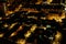 A nighttime cityscape. Night time illumination of a big city panorama. Top view from the drone