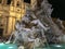 Nighttime closeup, Fontana dei Quattro Fiumi, Rome, Italy