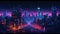 Nighttime Cyberpunk Cityscape with Skyscrapers, Neon Lights, and Billboards. Perfect for Posters and Web Design.