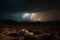 nighttime desert storm with lightning and thunder, bringing dramatic weather to the arid landscape