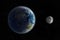 Nighttime Earth and the Moon from space