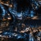 Nighttime highways in abstracted cityscapes with swirling vortexes (tiled