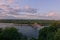 Nighttime Kiev. view of the Dnieper at sunset.