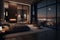 Nighttime Luxury Penthouse Bedroom. AI