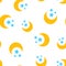 Nighttime moon and stars icon seamless pattern background. Business concept vector illustration. Lunar night symbol pattern.