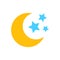 Nighttime moon and stars vector icon in flat style. Lunar night
