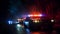 Nighttime pursuit Police cars race through fog in emergency response