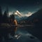 Nighttime Reflections: Annapurna Ii Landscape With Pine Trees, Lake, And River