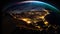 Nighttime Splendor of Earth from Space, A Vincent van Gogh Inspired View, Made with Generative AI