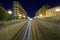 Nighttime traffic on Massachuetts Ave in Washington, D.C.