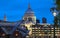 The nighttime view of the dome of Saint Paul`s Cathedral, City of London.