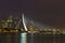 Nightview of the Erasmus Bridge in Rotterdam, Netherlands