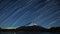 Nightview of Mount Fuji with startrails in winter