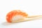 Nigiri salmon on white background