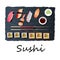 Nigiri Sush seti illustration isolated. Top view