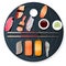 Nigiri Sush seti illustration isolated. Top view