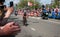 Nijmegen, Netherlands May 7, 2016; Professional cyclist speeding up the pace before the sprint