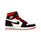 Nike Air Jordan. Sneaker. Trainer. Flat design. Vector illustration. Jordan 1 Retro High SoleFly Art Basel Black - Vector