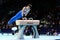 Nikita Nagornyy competes on the pommel horse during the artistic gymnastics championships