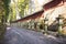 NIKKO, JAPAN - FEBRUARY 22, 2016 : stone pillar lantern pathway