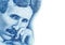 Nikola Tesla (1856 - 1943). Portrait from Serbian banknote