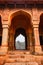 nila gumbad of humayun tomb entrance gate at misty morning from unique perspective