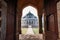 nila gumbad of humayun tomb exterior view at misty morning from unique perspective