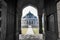 nila gumbad of humayun tomb exterior view at misty morning from unique perspective