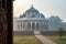 nila gumbad of humayun tomb exterior view at misty morning from unique perspective