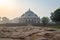 nila gumbad of humayun tomb exterior view at misty morning from unique perspective