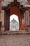 nila gumbad of humayun tomb exterior view at misty morning from unique perspective