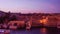 Nile river at sunset evening beautiful sky with ruin wall and lighting with felluca boat crusing