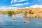 The Nile view, feluccas and banks of Aswan, Egypt