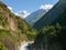 Nilgiri and Kali Gandaki river near Tatopani, Nepal