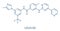 Nilotinib cancer drug molecule tyrosine kinase inhibitor. Skeletal formula.