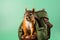 Nimble Squirrel with Backpack Portrait. Generative AI illustration